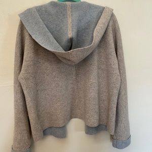 TAHARI cashmere hooded open front sweater L